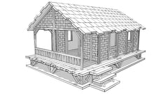 Low Woven Palm-Style Village House  - 20mm