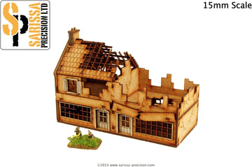 Destroyed Terrace Shop - 15mm